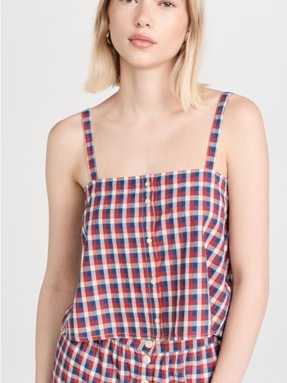 THE GREAT. Red, Blue & White Checked Cami Top